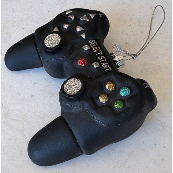 Unbranded Black w/Glitter Silver Gaming Remote Hanging Christmas Ornament 3"Tall - Picture 5 of 11